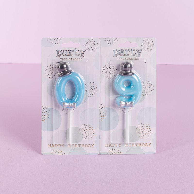 Blue Hat Number Candle (from 0-9)